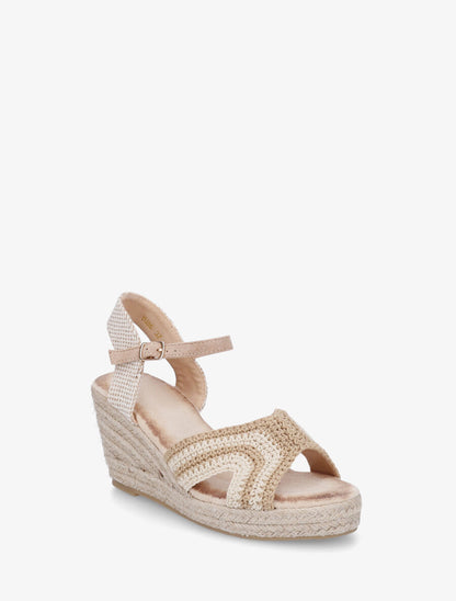 Sandales compensées en crochet - Taupe - 2