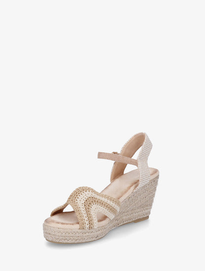 Sandales compensées en crochet - Taupe - 3