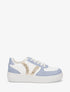 Sneakers à lacets et bandes à paillettes - Bleu - 1