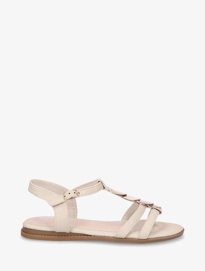 Nu-pieds en simili à bride bijoux - Beige - 1