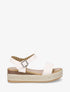 Sandales compensées à brides en simili - Beige - 5