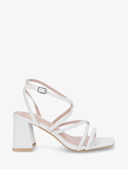 Sandales à fines brides texturées - Blanc - 1