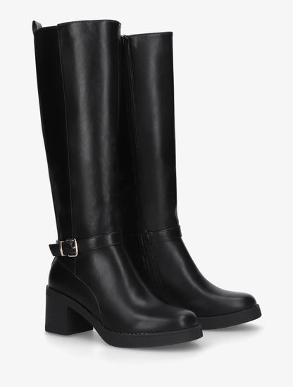Bottes classiques en simili et talon - Noir - 4
