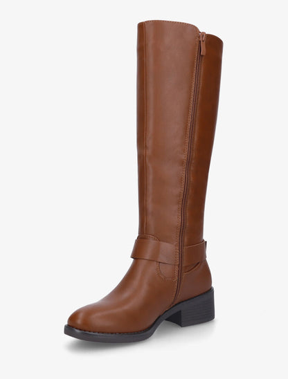 Bottes en simili à ceinturon décoratif - Camel - 3