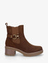Bottines en suédine à boucle décorative - Marron - 5