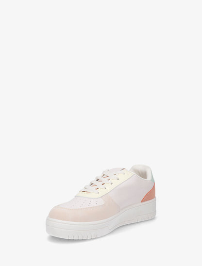 Sneakers à lacets et bandes à paillettes - Beige - 3