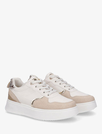 Baskets bimatière contrefort fantaisie - Beige - 4