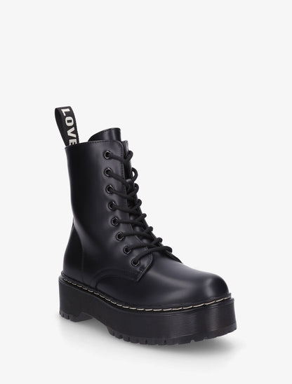 Bottines montantes en simili - Noir - 2