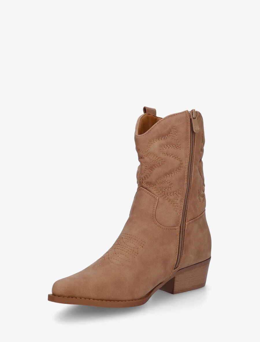 Bottines style santiags - Camel - 3
