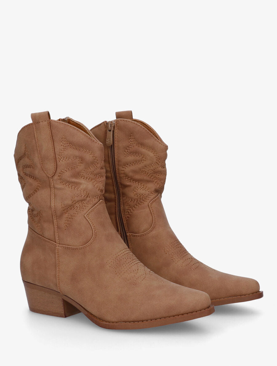 Bottines style santiags - Camel - 4