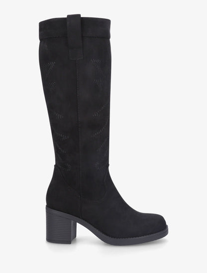 Bottes en suédine brodées - Noir - 5