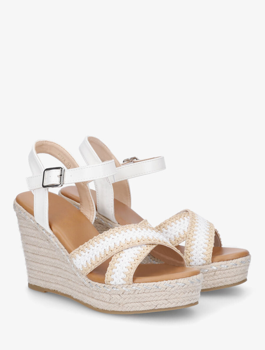 Sandales compensées à brides croisées - Blanc - 4