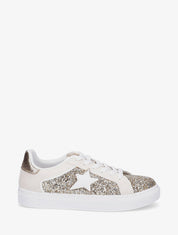 Sneakers en simili à détail étoile - Crème - 1