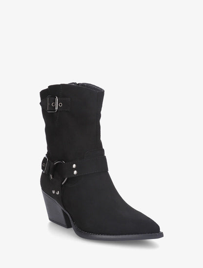 Bottines en suédine style santiags - Noir - 2
