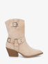 Bottines en suédine style santiags - Beige - 5