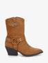 Bottines en suédine style santiags - Camel - 1