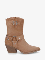 Bottines en suédine style santiags - Taupe - 1