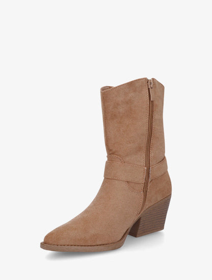 Bottines en suédine style santiags - Taupe - 3