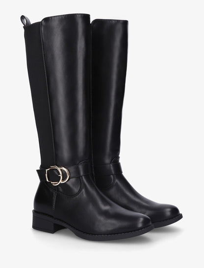 Bottes unies élastiquées et sanglées - Noir - 4