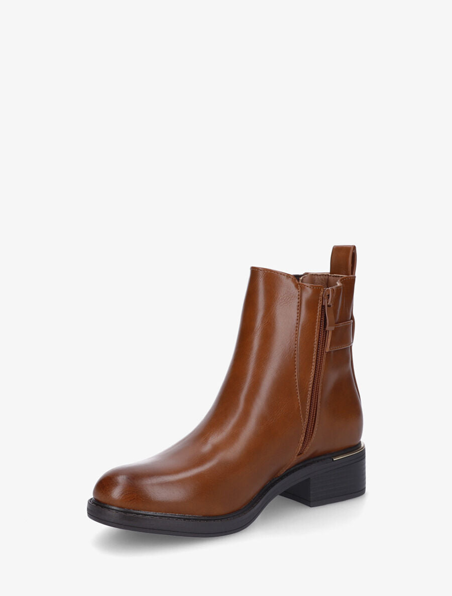 Bottines en simili style chelsea à boucle décorative - Camel - 3