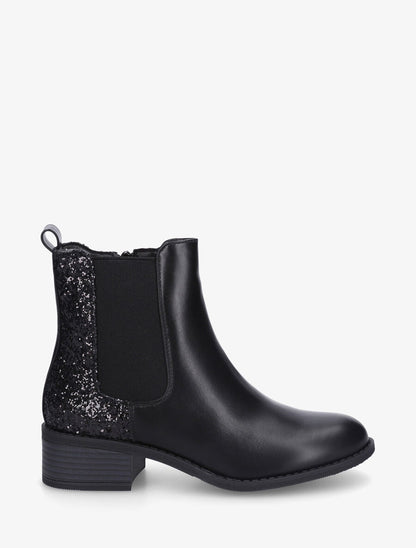 Bottines en simili style chelsea à contrefort pailleté - Noir - 1