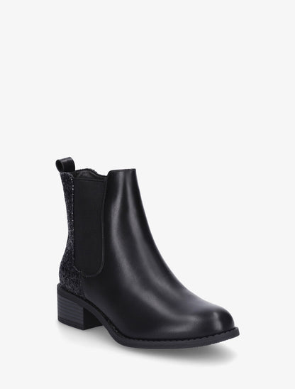 Bottines en simili style chelsea à contrefort pailleté - Noir - 2