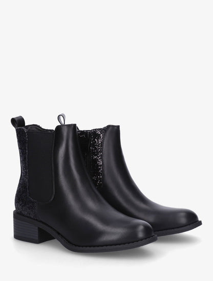 Bottines en simili style chelsea à contrefort pailleté - Noir - 4