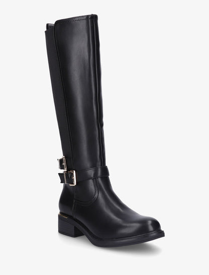 Bottes élastiquées à double sangles et empiècement métal - Noir - 2