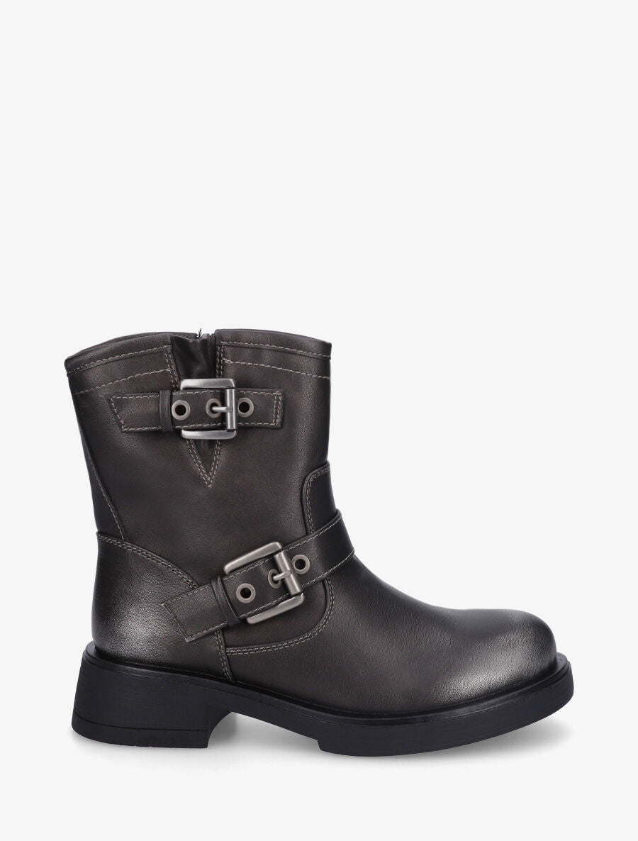 Bottines en simili à double sangles - Anthracite - 5