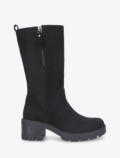 Bottines montantes en suédine à double zips - Noir - 1