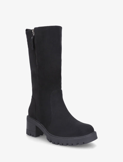 Bottines montantes en suédine à double zips - Noir - 2