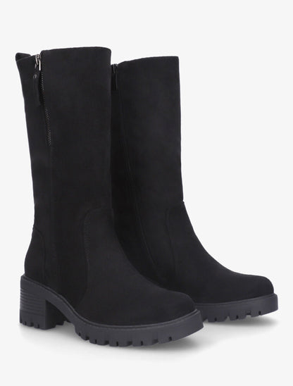 Bottines montantes en suédine à double zips - Noir - 4