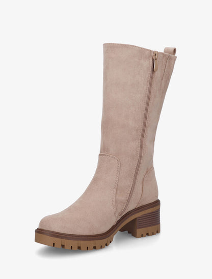 Bottines montantes en suédine à double zips - Taupe - 3