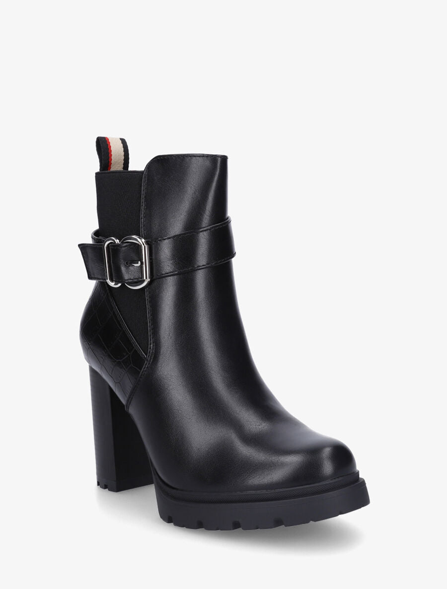 Bottines unies élastiquées à talon haut - Noir - 2