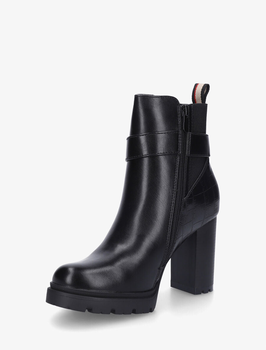 Bottines unies élastiquées à talon haut - Noir - 3