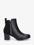 Bottines en simili et suédine à zip décoratif - Noir - 5