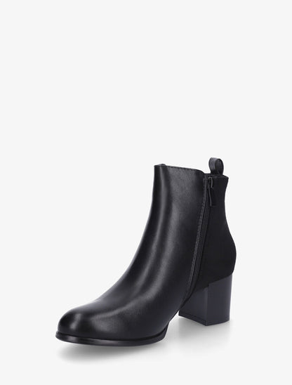 Bottines en simili et suédine à zip décoratif - Noir - 3
