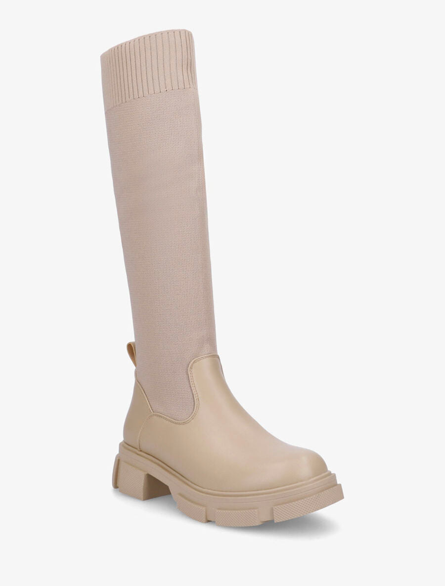 Bottes unies style chaussettes - Taupe - 2
