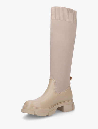 Bottes unies style chaussettes - Taupe - 3