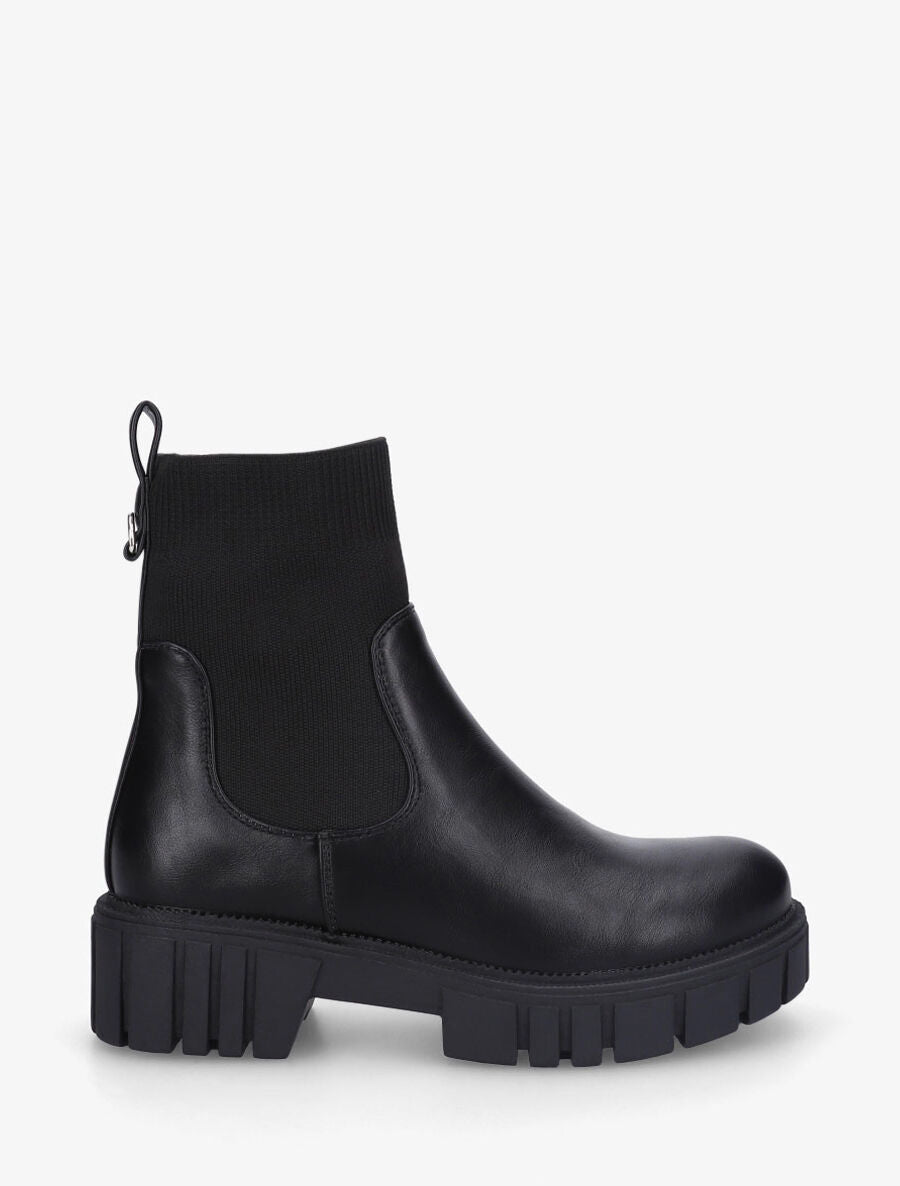 Bottines unies style chaussettes - Noir - 5