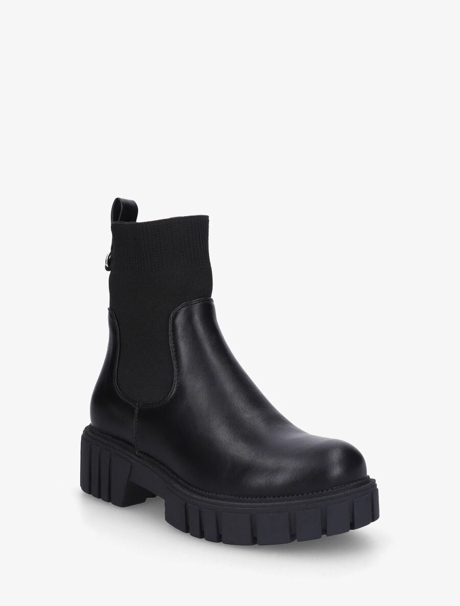 Bottines unies style chaussettes - Noir - 2
