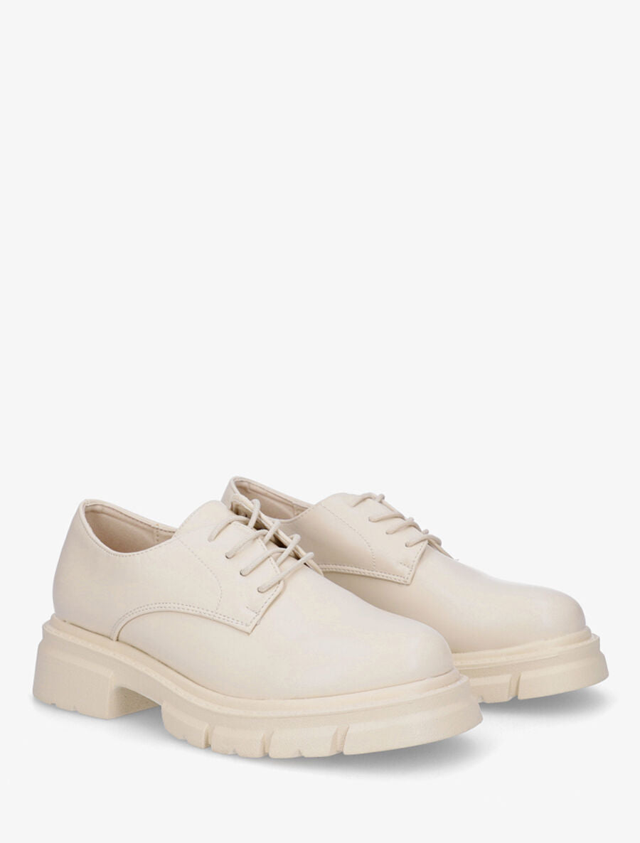 Derbies unies en simili - Beige - 4