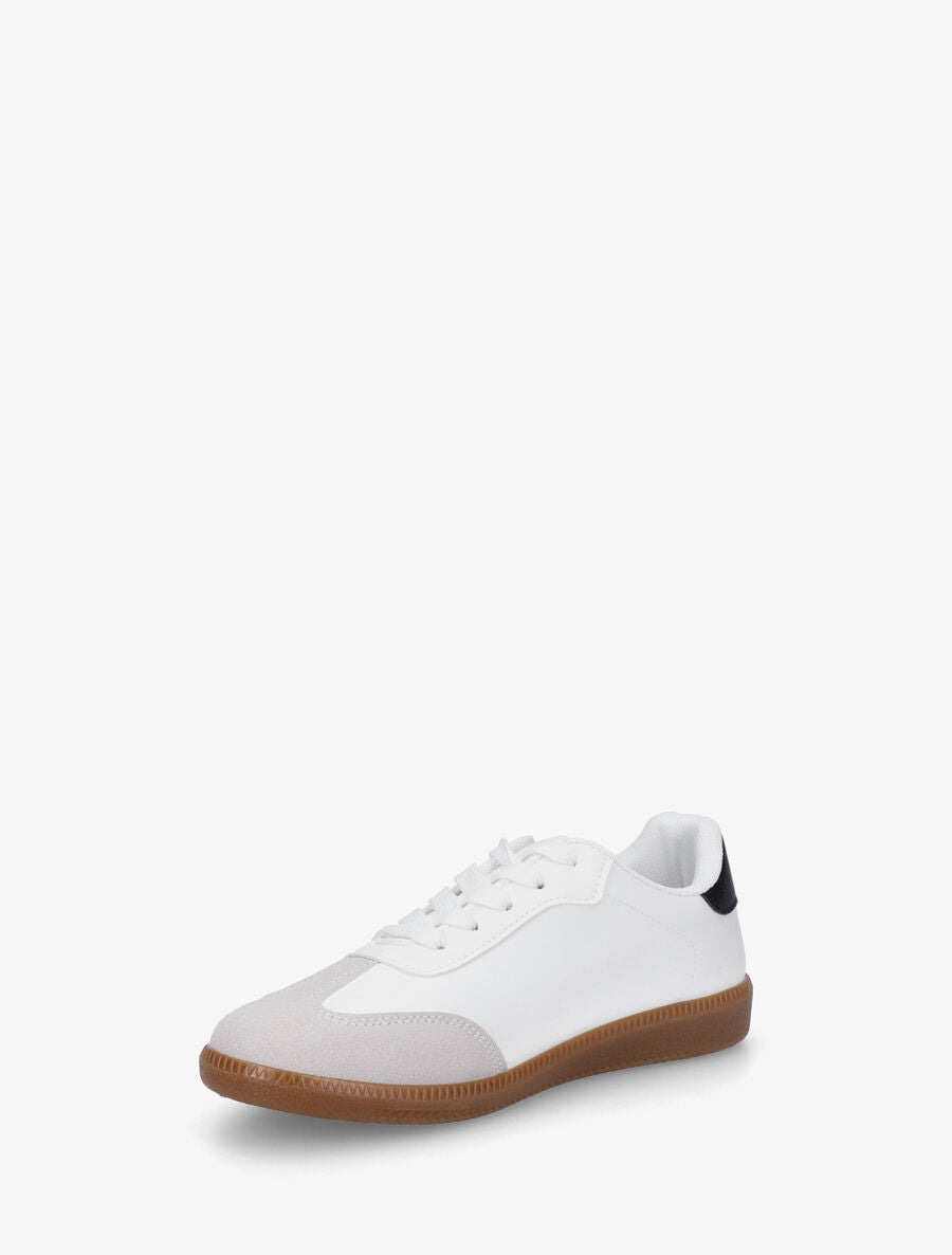 Sneakers en simili bi-matière - Blanc - 3