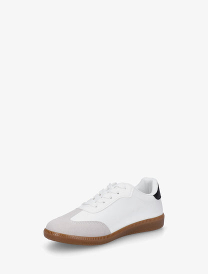Sneakers en simili bi-matière - Blanc - 3