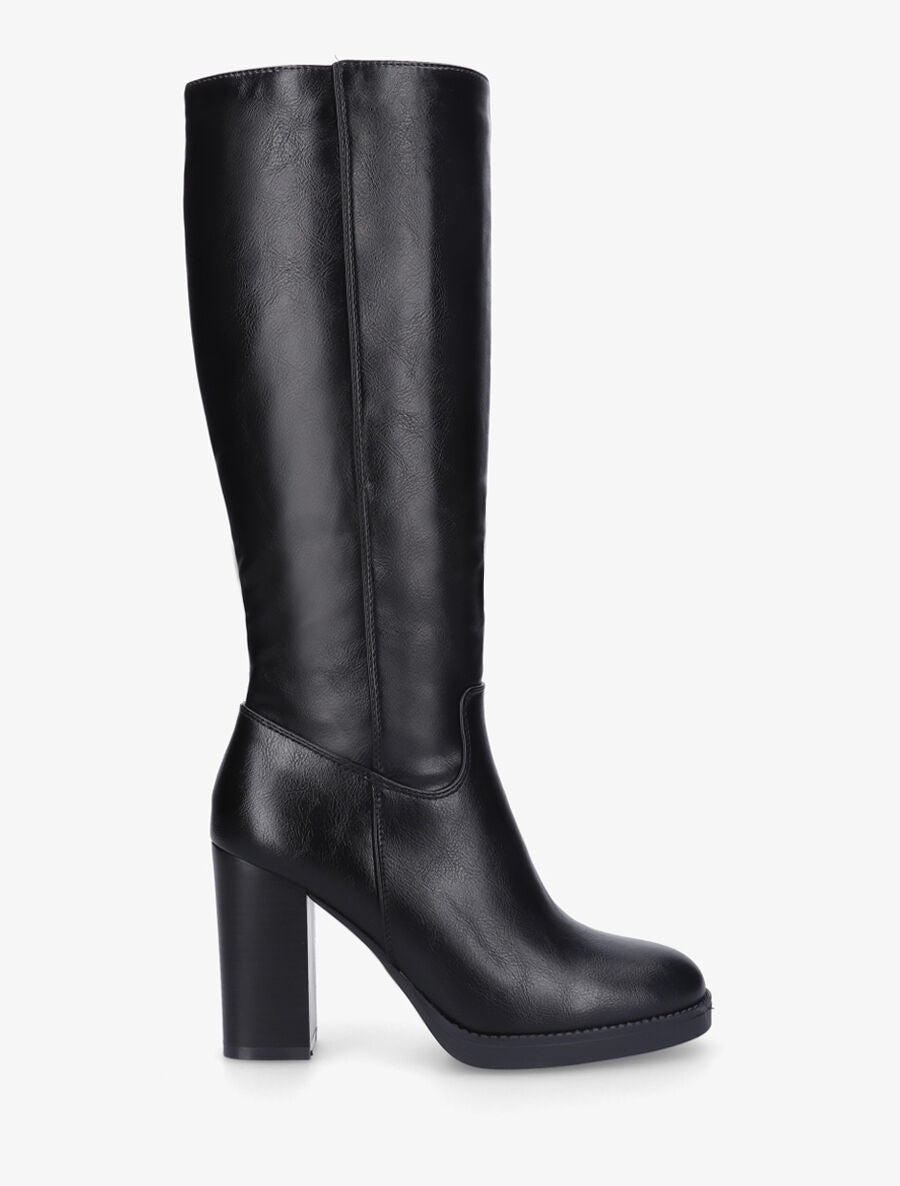 Bottes classiques unies à talon haut - Noir - 5
