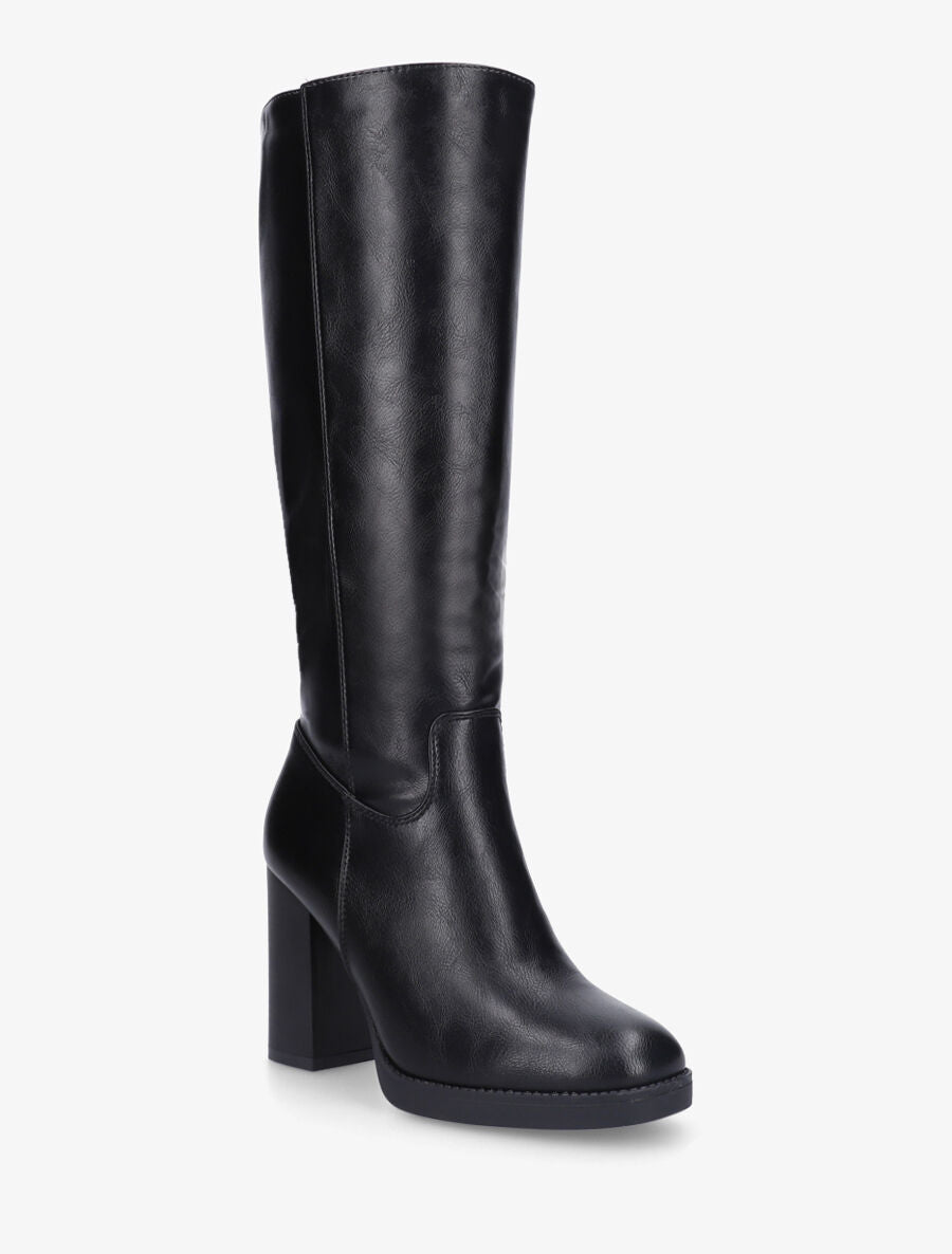 Bottes classiques unies à talon haut - Noir - 2