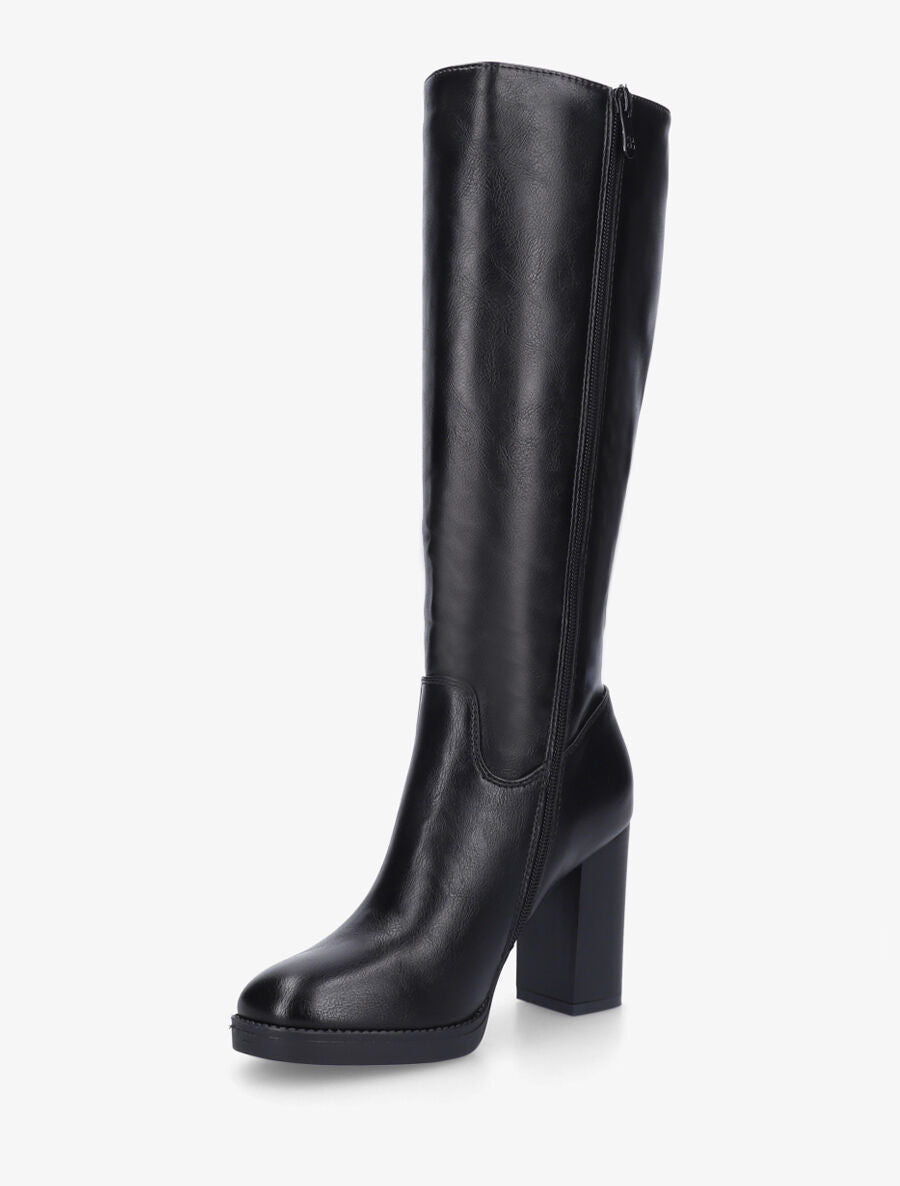 Bottes classiques unies à talon haut - Noir - 3