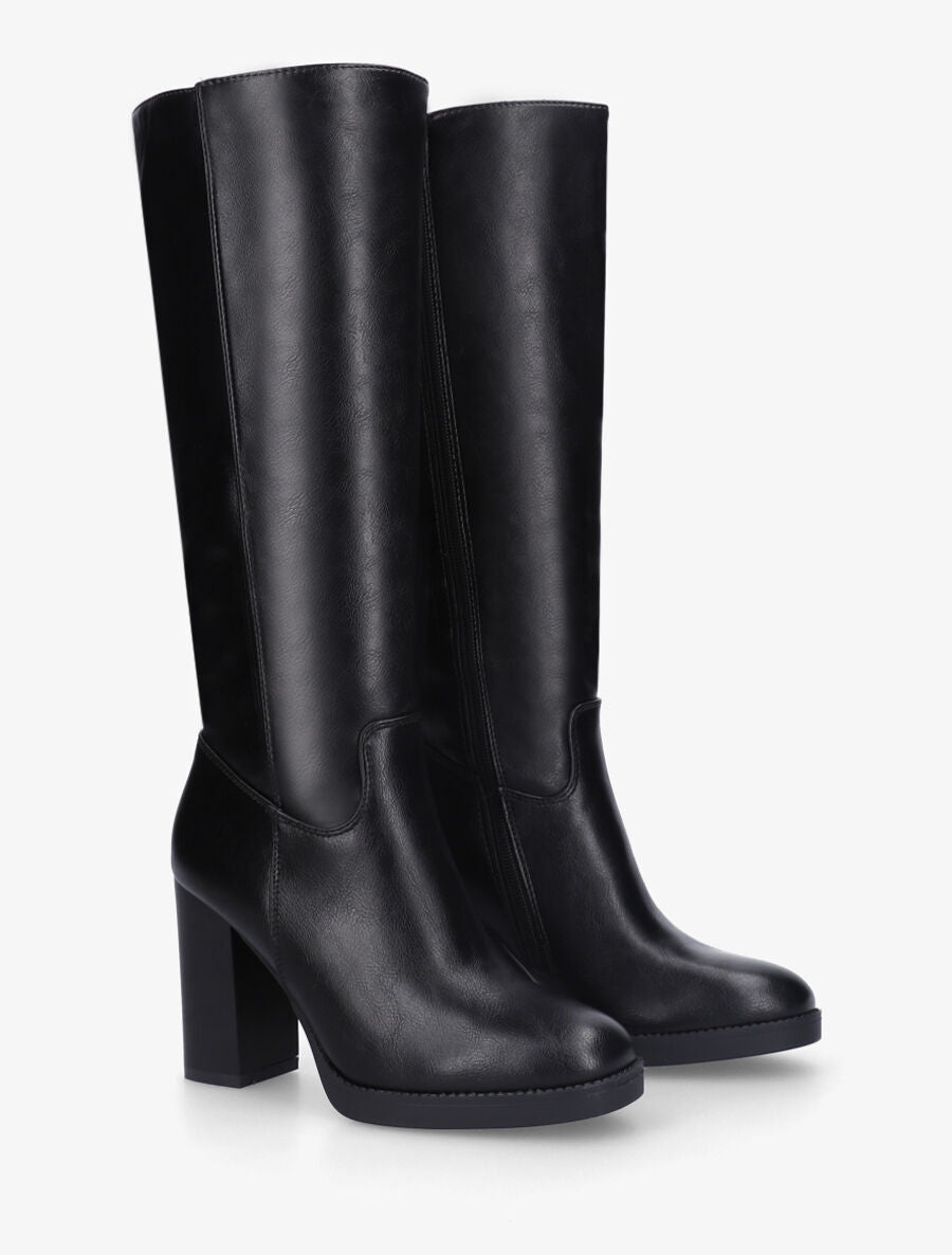 Bottes classiques unies à talon haut - Noir - 4