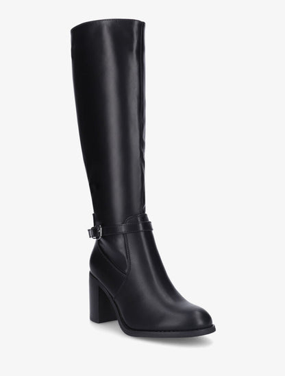 Bottes en simili à talon haut - Noir - 2