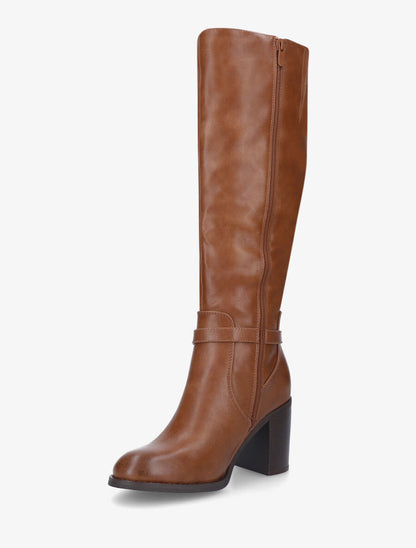 Bottes en simili à talon haut - Camel - 3
